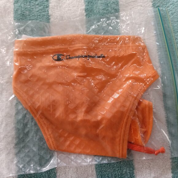 VINTAGE / RARE CHAMPION ORANGE SWIM BRIEF, (*) SIZE SMALL, 30"-32" (Pre-Owned) - Picture 7 of 7